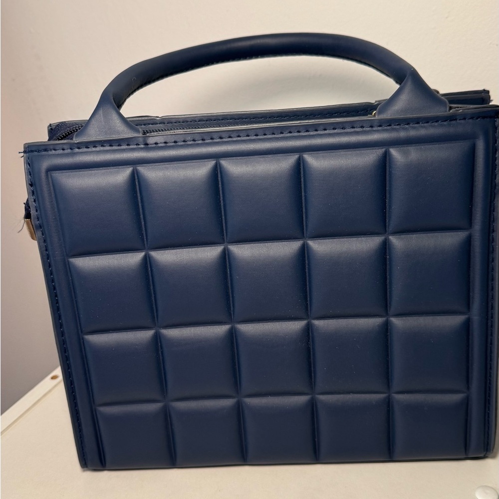 SHEIN Navy Blue Quilted Leather Crossbody